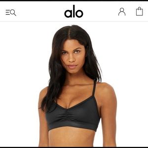 Alo Yoga Black Sports Bra with decorative mesh
